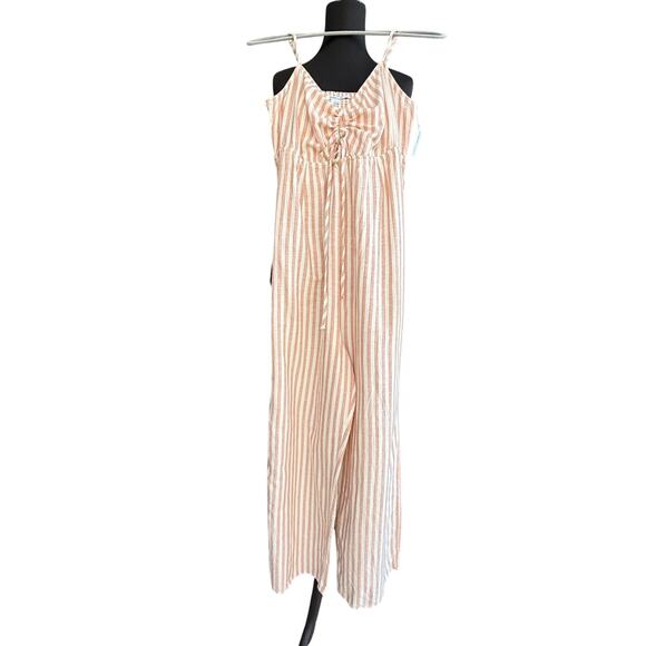 NEW O'Neill romper - jumpsuit - striped - red & white - cotton - linen - size L - Picture 1 of 12